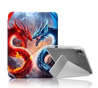 DISUOFEART for iPad Pro 13 inch Case 2024, Two Dragons Fighting Slim Stylish Clear Protective Cover with Pencil Holder, Multi-Angle Folding Y-Shaped Stand & Auto Sleep/Wake Function