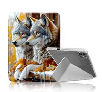 DISUOFEART for iPad Pro 13 inch Case 2024, Wolves on Snowy Autumn Ledge Slim Stylish Clear Protective Cover with Pencil Holder, Multi-Angle Folding Y-Shaped Stand & Auto Sleep/Wake Function
