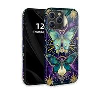DISUOFEART for iPhone 12 Pro Max Case with Double Layer Protection - Film Design 2 in 1 Phone Cover, Mystic Butterfly Symbols Hard Back Panel + Soft TPU Inner
