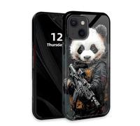 DISUOFEART for iPhone 13 Case with Double Layer Protection - Film Design 2 in 1 Phone Cover, Panda Cub in Tactical Gear with Rifle Hard Back Panel + Soft TPU Inner