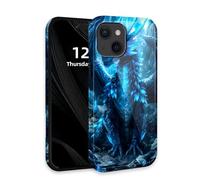 DISUOFEART for iPhone 13 Mini Case with Double Layer Protection - Film Design 2 in 1 Phone Cover, Majestic Blue Dragon Hard Back Panel + Soft TPU Inner