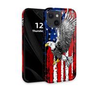 DISUOFEART for iPhone 14 Case with Double Layer Protection - Film Design 2 in 1 Phone Cover, American Flag with Eagle Hard Back Panel + Soft TPU Inner