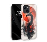 DISUOFEART for iPhone 14 Case with Double Layer Protection - Film Design 2 in 1 Phone Cover, Black Dragon Against Red Moon Hard Back Panel + Soft TPU Inner