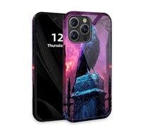 DISUOFEART for iPhone 14 Pro Case with Double Layer Protection - Film Design 2 in 1 Phone Cover, Raven on Gatepost in Purple Haze Hard Back Panel + Soft TPU Inner