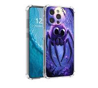 DISUOFEART for iPhone 14 Pro Max Case, Anti-Scratch Transparent Hard Back Phone Cover, Purple Furry Spider Moonlight Clear Slim Shockproof Military-Grade Protection