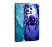 DISUOFEART for iPhone 15 Pro Max Case, Anti-Scratch Transparent Hard Back Phone Cover, Purple Spider Under Full Moon Clear Slim Shockproof Military-Grade Protection