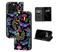 DISUOFEART for iPhone 15 Pro Max Case Wallet, Leather Flip Cover with RFID Blocking, Card Holder, Magnetic Closure, Forest Flora Fauna Kickstand Full Body Protective Case