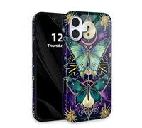 DISUOFEART for iPhone 16 Case with Double Layer Protection - Film Design 2 in 1 Phone Cover, Mystic Butterfly Symbols Hard Back Panel + Soft TPU Inner