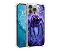 DISUOFEART for iPhone 16 Pro Max Case, Anti-Scratch Transparent Hard Back Phone Cover, Purple Furry Spider Moonlight Clear Slim Shockproof Military-Grade Protection