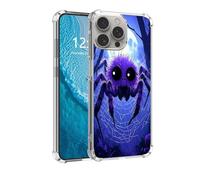 DISUOFEART for iPhone 16 Pro Max Case, Anti-Scratch Transparent Hard Back Phone Cover, Purple Spider Under Full Moon Clear Slim Shockproof Military-Grade Protection