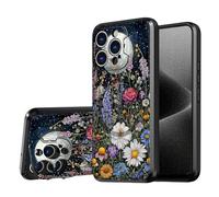 DISUOFEART for iPhone 16 Pro Max Case, Wildflower Under The Moonlight Military-Grade Shockproof Protection, Camera Lens Protector & Adjustable Kickstand, Heavy Duty Drop Protection