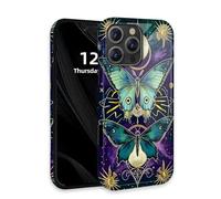 DISUOFEART for iPhone 16 Pro Max Case with Double Layer Protection - Film Design 2 in 1 Phone Cover, Mystic Butterfly Symbols Hard Back Panel + Soft TPU Inner