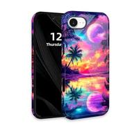 DISUOFEART for iPhone 16E Case with Double Layer Protection - Film Design 2 in 1 Phone Cover, Enchanted Moonlit Tropical Shore Hard Back Panel + Soft TPU Inner
