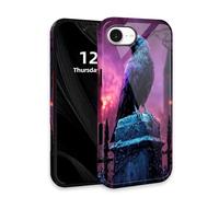 DISUOFEART for iPhone 16E Case with Double Layer Protection - Film Design 2 in 1 Phone Cover, Raven on Gatepost in Purple Haze Hard Back Panel + Soft TPU Inner