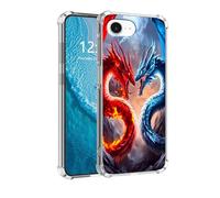DISUOFEART for iPhone 16E Case with Pattern Design, Anti-Scratch Transparent Hard Back Phone Cover, Two Dragons Fighting Clear Slim Shockproof Military-Grade Protection