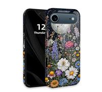 DISUOFEART for iPhone 17 Air Case with Double Layer Protection - Film Design 2 in 1 Phone Cover, Wildflower Under the Moonlight Hard Back Panel + Soft TPU Inner