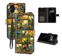 DISUOFEART for iPhone 17 Case Wallet with Card Holder, Dinosaur Art Collage in Frame RFID Blocking Leather Flip Cover Magnetic Snap and Kickstand