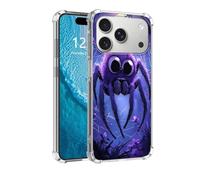DISUOFEART for iPhone 17 Pro Case, Anti-Scratch Transparent Hard Back Phone Cover, Purple Furry Spider Moonlight Clear Slim Shockproof Military-Grade Protection