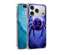 DISUOFEART for iPhone 17 Pro Max Case, Anti-Scratch Transparent Hard Back Phone Cover, Purple Spider Under Full Moon Clear Slim Shockproof Military-Grade Protection