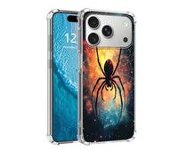 DISUOFEART for iPhone 17 Pro Max Case, Anti-Scratch Transparent Hard Back Phone Cover, Spider in Fiery Cosmic Web Clear Slim Shockproof Military-Grade Protection