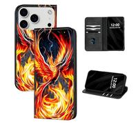 DISUOFEART for iPhone 17 Pro Max Case Wallet, Leather Flip Cover with RFID Blocking, Card Holder, Magnetic Closure, Phoenix Rising from The Ashes Kickstand Full Body Protective Case