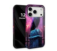 DISUOFEART for iPhone 17 Pro Max Case with Double Layer Protection - Film Design 2 in 1 Phone Cover, Raven on Gatepost in Purple Haze Hard Back Panel + Soft TPU Inner