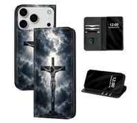 DISUOFEART for iPhone 17 Pro Max Wallet Case, Crucifix Under Heaven | Leather Flip Cover With RFID Blocking, Card Holder, Magnetic Closure and Full Body Kickstand for Everyday Protection