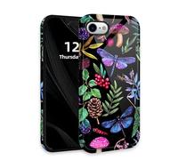 DISUOFEART for iPhone 7/8/ SE2/ SE3 Case with Double Layer Protection - Film Design 2 in 1 Phone Cover, Forest Flora Fauna Hard Back Panel + Soft TPU Inner