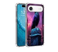 DISUOFEART for iPhone Air Case, Anti-Scratch Transparent Hard Back Phone Cover, Raven on Gatepost in Purple Haze Clear Slim Shockproof Military-Grade Protection