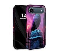 DISUOFEART for iPhone Air Case with Double Layer Protection - Film Design 2 in 1 Phone Cover, Raven on Gatepost in Purple Haze Hard Back Panel + Soft TPU Inner