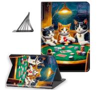 DISUOFEART for Kindle Paperwhite Case 11th Generation 2021, Slim Lightweight Stand Cover with Auto Sleep/Wake, Three Cats Playing Poker