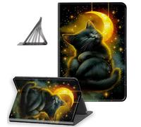 DISUOFEART for Kindle Paperwhite Case 11th Generation 2021, Slim Lightweight Stand Cover with Auto Sleep/Wake, Cat by Crescent Moon