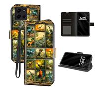 DISUOFEART for Motorola Moto G 2025 Case Wallet with Card Holder, Dinosaur Art Collage in Frame RFID Blocking Leather Flip Cover Magnetic Snap and Kickstand