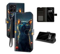 DISUOFEART for Motorola Moto G 2026 Case Wallet with Card Holder, Dark Cat Among Luminous Flowers RFID Blocking Leather Flip Cover Magnetic Snap and Kickstand