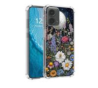 DISUOFEART for Motorola Moto G 5G 2024 Case with Pattern Design, Anti-Scratch Transparent Hard Back Phone Cover, Wildflower Under The Moonlight Clear Slim Shockproof Military-Grade Protection