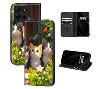DISUOFEART for Motorola Moto G Play 2026 Case Wallet, Leather Flip Cover with RFID Blocking, Card Holder, Magnetic Closure, Cute Cats with Big Eyes Kickstand Full Body Protective Case