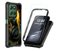 DISUOFEART for Motorola Moto G Power 2025 Case with Tempered Glass Screen Protector, Shockproof TPU Cover, Reinforced Corners, Anti-Scratch, Full Protection, Cat by Crescent Moon