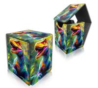 DISUOFEART for MTG Deck Box, Trading Card Storage Case Holds 100+ Sleeved Cards, Colorful Dinosaur in Jungle Magnetic Closure Durable Deck Holder for Magic The Gathering, TCG & Commander