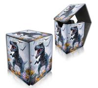 DISUOFEART for MTG Deck Box, Trading Card Storage Case Holds 100+ Sleeved Cards, Fierce Dinosaur in Floral Magnetic Closure Durable Deck Holder for Magic The Gathering, TCG & Commander