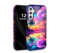 DISUOFEART for Samsung Galaxy A15 5G Phone Case with Double Layer Protection - Film Design 2 in 1 Phone Cover, Enchanted Moonlit Tropical Shore Hard Back Panel + Soft TPU Inner