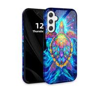 DISUOFEART for Samsung Galaxy A15 5G Phone Case with Double Layer Protection - Film Design 2 in 1 Phone Cover, Rainbow Turtle in Cosmic Light Hard Back Panel + Soft TPU Inner