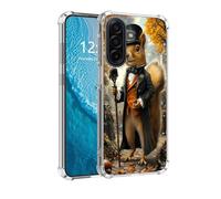 DISUOFEART for Samsung Galaxy A17 5G Phone Case, Anti-Scratch Transparent Hard Back Phone Cover, Squirrel in Sharp Formal Attire Clear Slim Shockproof Military-Grade Protection