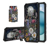 DISUOFEART for Samsung Galaxy A17 5G Phone Case Wallet with Card Holder Stand, Slim Dual Layer Shockproof Protective Phone Cover with Kickstand Full Body Protection, Wildflower Under the Moonlight