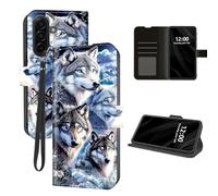 DISUOFEART for Samsung Galaxy A17 5G Phone Case Wallet with Card Holder, Wolves in The Moonlight RFID Blocking Leather Flip Cover Kickstand and Magnetic Snap