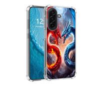 DISUOFEART for Samsung Galaxy A17 5G Phone Case with Pattern Design, Anti-Scratch Transparent Hard Back Phone Cover, Two Dragons Fighting Clear Slim Shockproof Military-Grade Protection