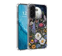 DISUOFEART for Samsung Galaxy A17 5G Phone Case with Pattern Design, Anti-Scratch Transparent Hard Back Phone Cover, Wildflower Under the Moonlight Clear Slim Shockproof Military-Grade Protection