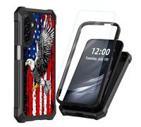 DISUOFEART for Samsung Galaxy A17/ A26 5G Phone Case with Tempered Glass Screen Protector, Shockproof TPU Cover, Reinforced Corners, Anti-Scratch, Full Protection, American Flag with Eagle