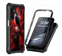 DISUOFEART for Samsung Galaxy A17/ A26 5G Phone Case with Tempered Glass Screen Protector, Shockproof TPU Cover, Reinforced Corners, Anti-Scratch, Full Protection, Raven on Skull in Red Moonlight