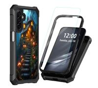 DISUOFEART for Samsung Galaxy A17/ A26 5G Phone Case with Tempered Glass Screen Protector, Shockproof TPU Cover, Reinforced Corners, Anti-Scratch, Full Protection, Enchanted Cottage Glowing Mushroom