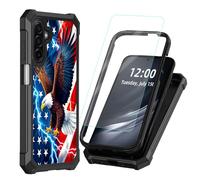 DISUOFEART for Samsung Galaxy A17/ A26 5G Phone Case with Tempered Glass Screen Protector, Shockproof TPU Cover, Reinforced Corners, Anti-Scratch, Full Protection, Eagle & American Flag